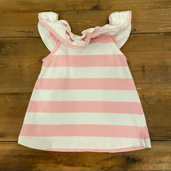 Miley & Kate Tank Top Pink White Striped Ruffle Neck Shirt Infant Size 12M - Picture 10 of 11